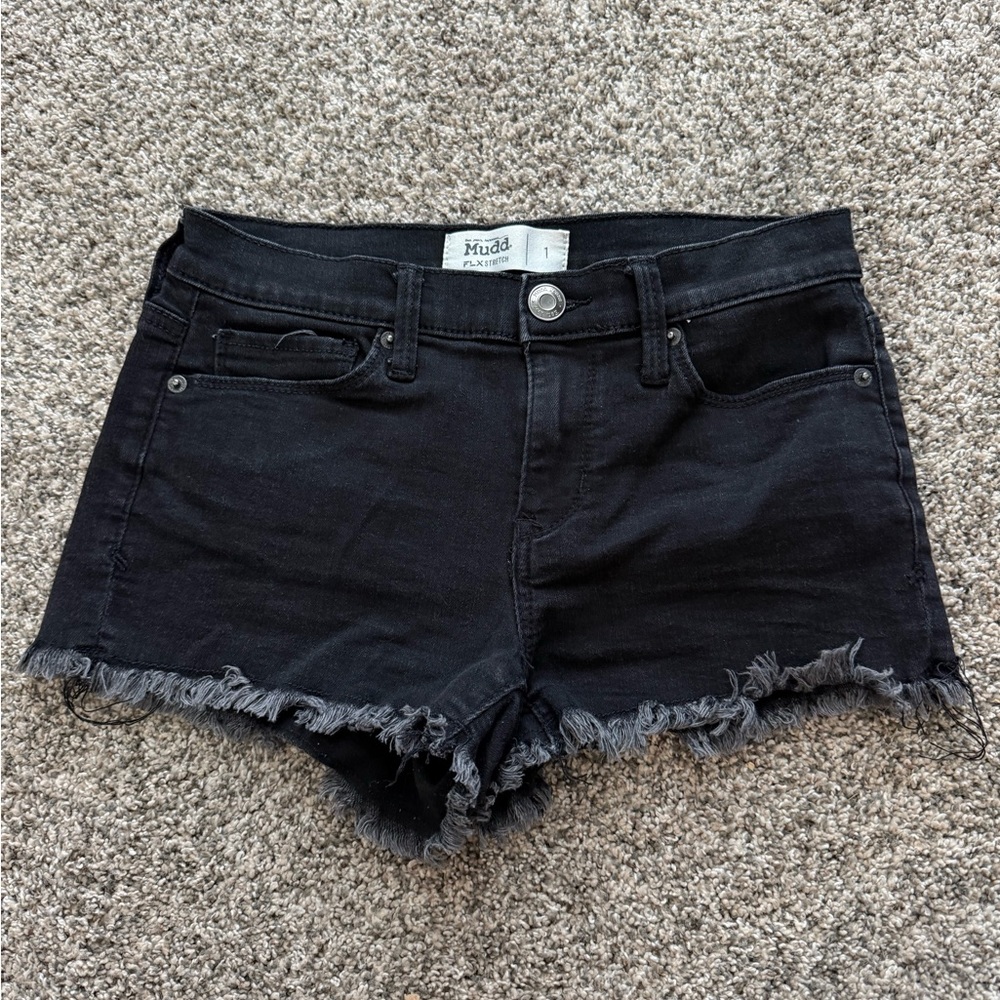 Mudd Black Frayed Hem Denim Shorts
